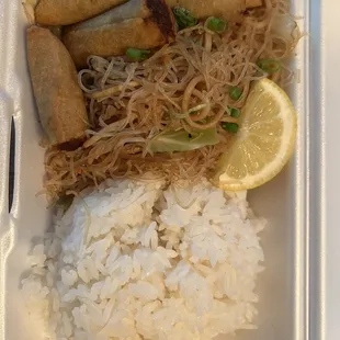Pancit and lumpia plate