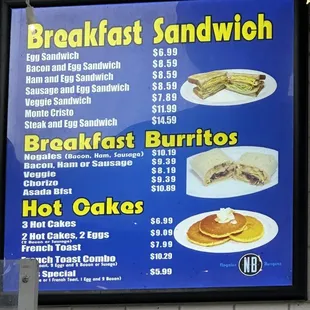 breakfast menu