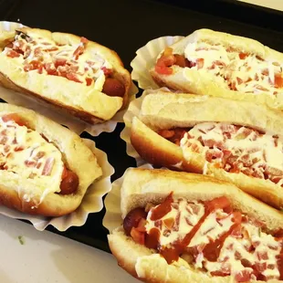 Hot dogs with everything