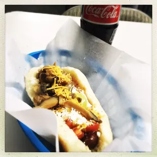 Sonoran hotdog loaded + Mexican Coke = $5.