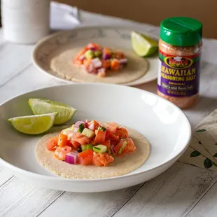 Dive into the essence of Hawaiian flavors with our Lomi Lomi Salmon Ceviche.