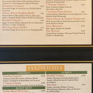 Wall menu