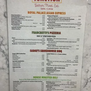 Menu 1, Noho Junction Food Court, NoHo, off N Oregon Ave &amp; W Cass St, N of Kennedy, S of Cypress, South Tampa