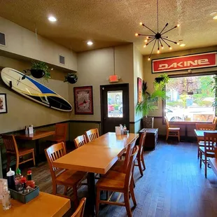 a surfboard on the wall