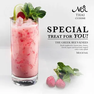 The Greek Bee&apos;s Knees!
Our new cocktail for this summer
Special Treat For you!!
Try out at Noi Thai Cuisine - Downtown