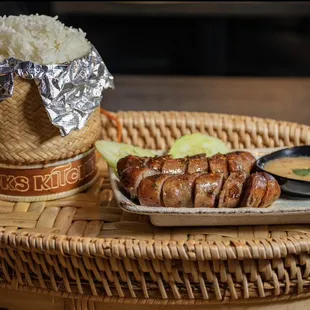Lao Sausage with sticky rice