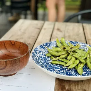 Wood fired edamame - yum