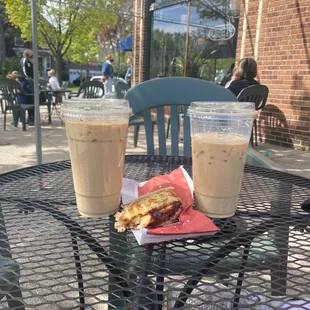 Iced Lattes and Nutella/banana waffle