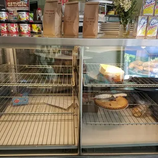 kind of a disappointing bakery case, but if you wanred cheese cake or rhubarb pie you were in luck!