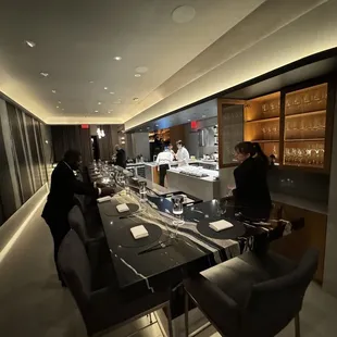 a group of people in a restaurant