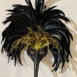 Doctor mask with chinchilla feathers