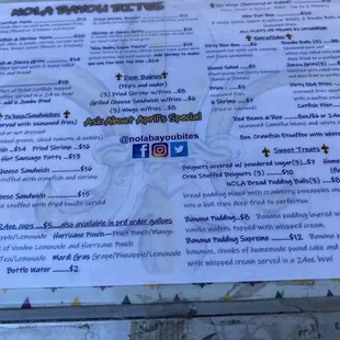 a menu on a table