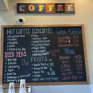 Brew flavors and booze menu