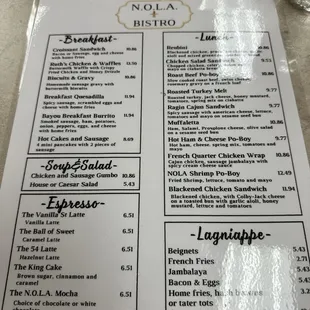 menu