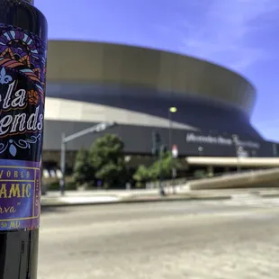 a close up of a bottle of wine