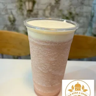 a smooth drink in a plastic cup