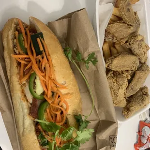 Combo banh mi and wings, also really good