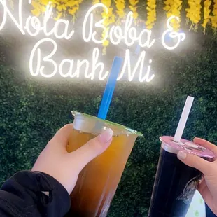 Our green tea boba and blueberry boba tea