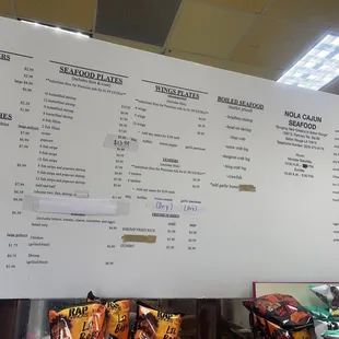 the menu for the restaurant