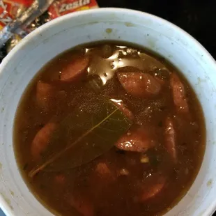 Here is a look inside the bowl of gumbo. It is $9.00