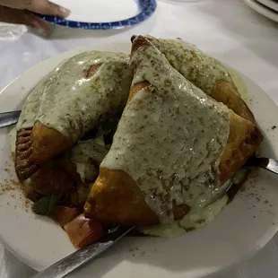 Samosa Chat with three samosa