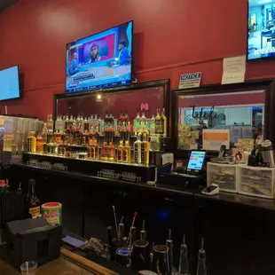 the bar and televisions