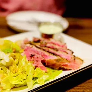 &quot;Tuna Tartar&quot; peppercorn crusted ahi tuna with cold iceberg lettuce in ginger soy dressing &amp; wasabi aioli. Fabulous. OuiOui.