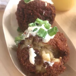 Crawfish fried mac balls