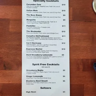 Drink Menu
