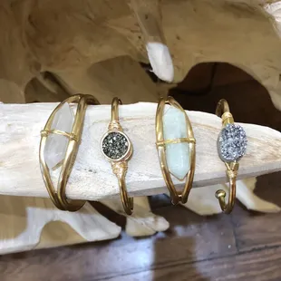 Gemstone cuff bracelets