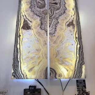 Beautiful Onyx wall art luminaries --