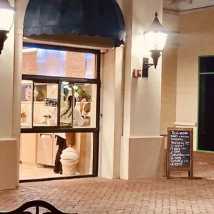 Outside the restaurant