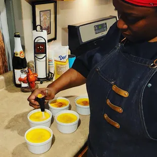 Preparing Creme Brûlée