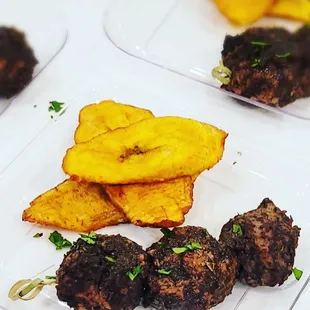 Fiery Jerk Meatballs and Fried Plantains