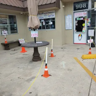 One way entrance for ease of service with cones and ropes!