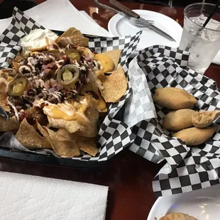 Brisket Nachos and Crawfish pies