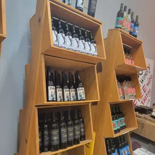 a display of bottles of wine