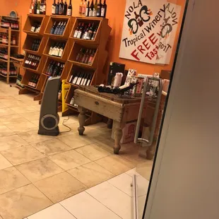 a view of a wine shop