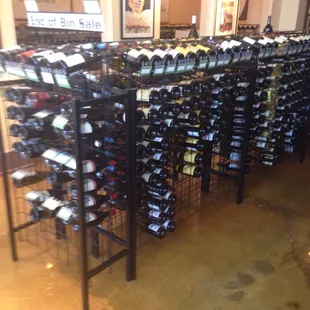 rows of wine bottles