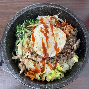 Dolsot Bibimbap before mixing ($14.49)
