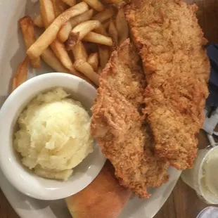 Tender and crispy chicken fried steak.  The gravy was scrumptious too.  Why have a single when you can have a double!