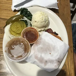 Sliced brisket sandwich