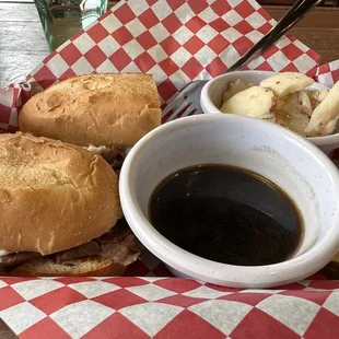 French Dip and German Potato Salad.