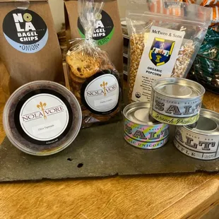 Salts, Crostini, Bagel Chips