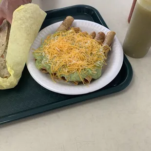 6 rolled tacos