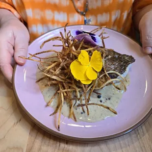 Red snapper au poivre.  So tender and delicious!