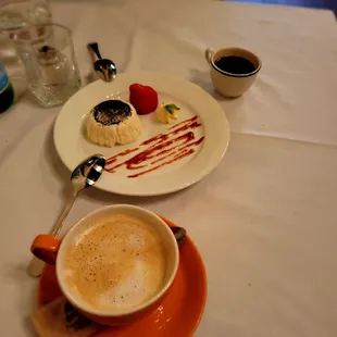 Panna Cotta, Capuccino and espresso for dessert