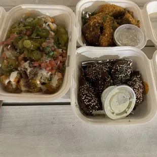 Chopped Cheese Asada Fries, Korean bbq wings, flamin hot cheeto wings