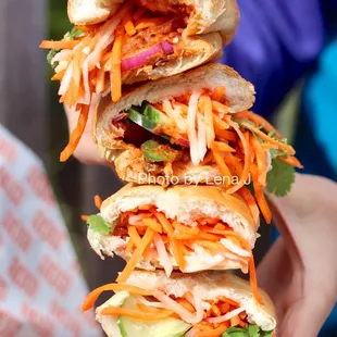 Inside of South Seas Sardine Banh Mi ($7.50, top) and District 3 Classic Combo Banh Mi ($8.25, bottom)