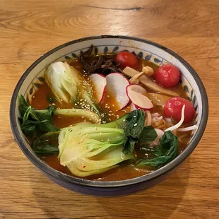 Vegetable Ramen with spicy broth.